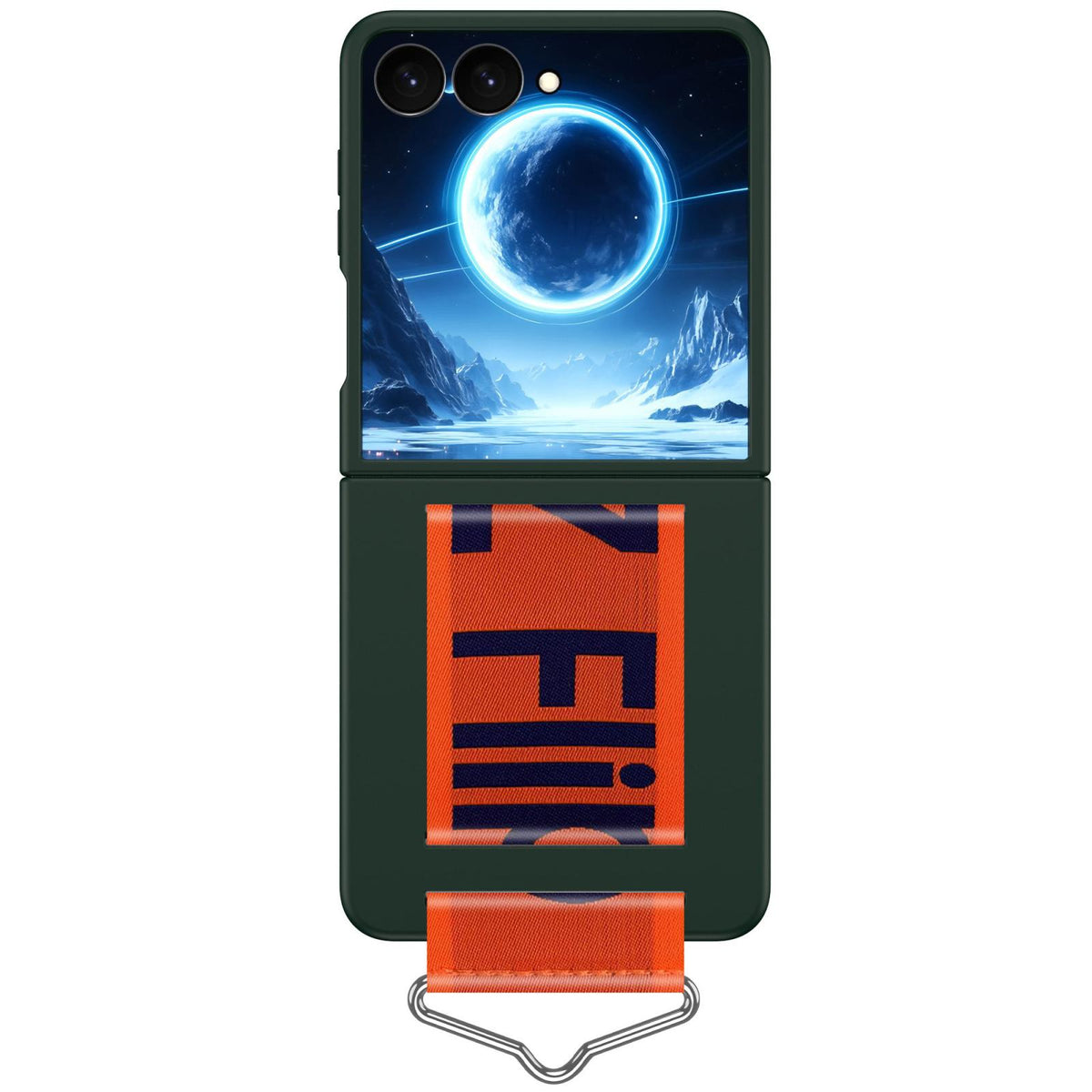 For Galaxy Z Flip8 5G Buckle Wristband PC Phone Case - Dark Green - EDA009691302F