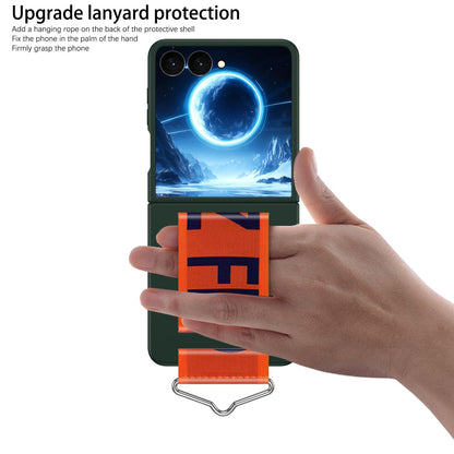 For Galaxy Z Flip8 5G Buckle Wristband PC Phone Case - Dark Green - EDA009691302F