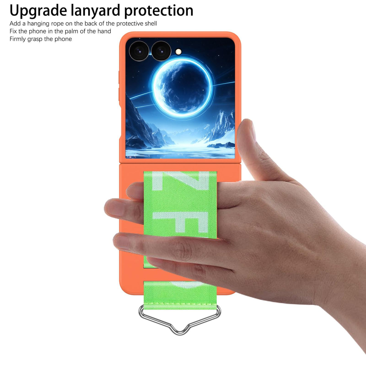 For Galaxy Z Flip8 5G Buckle Wristband PC Phone Case - Orange - EDA009691302G
