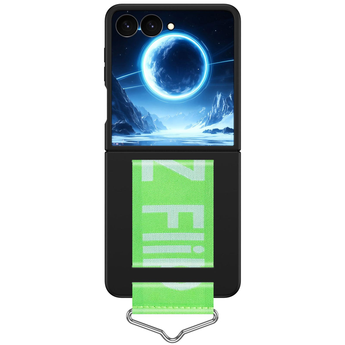 For Galaxy Z Flip8 5G Buckle Wristband PC Phone Case - Black - EDA009691302H