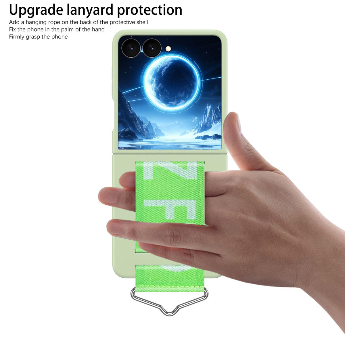 For Galaxy Z Flip8 5G Buckle Wristband PC Phone Case - Light Green - EDA009691302I