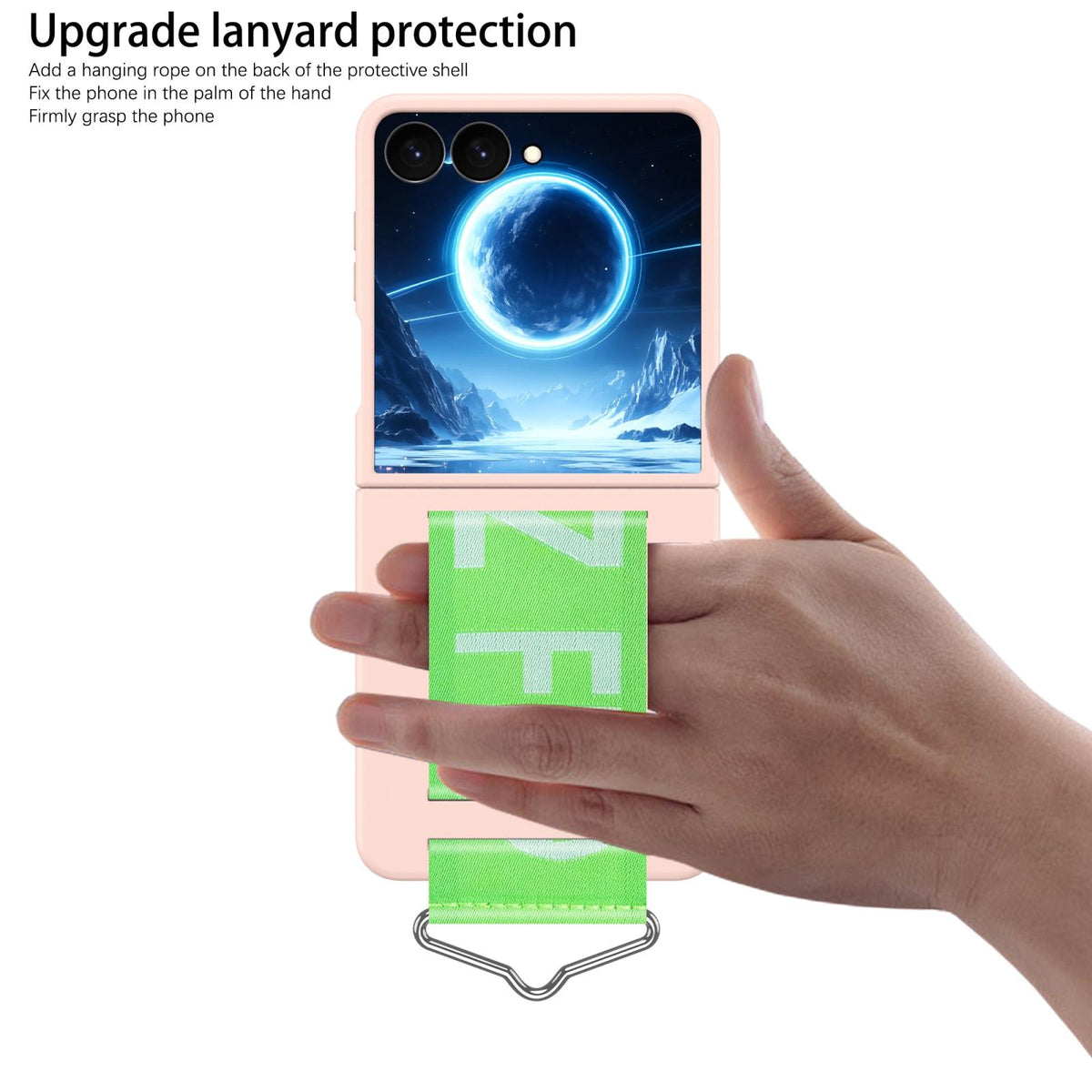For Galaxy Z Flip8 5G Buckle Wristband PC Phone Case - Pink - EDA009691302J