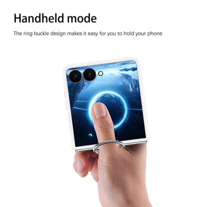 For Galaxy Z Flip8 5G D-Buckle Ring PC Phone Case - White - EDA009691401A