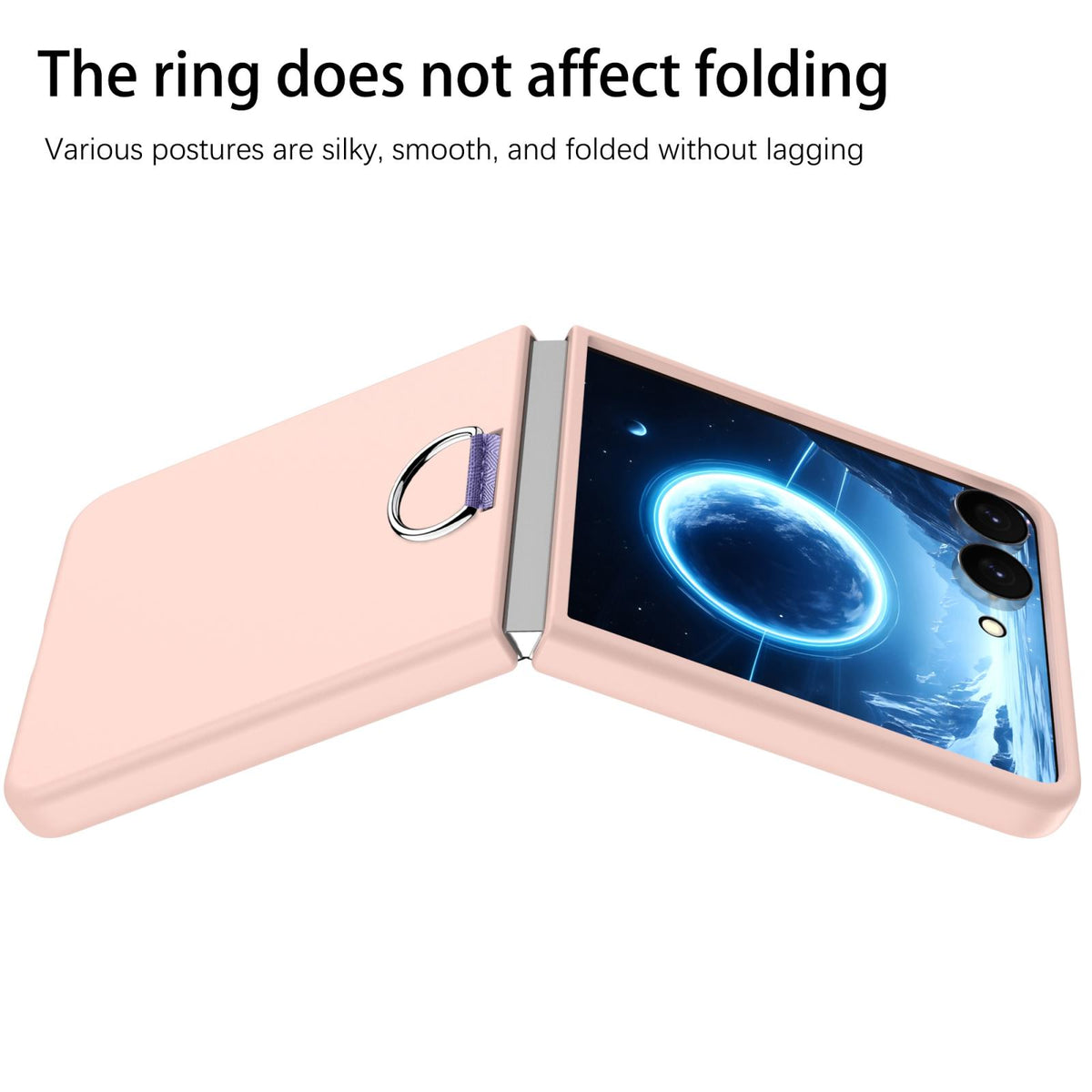 For Galaxy Z Flip8 5G D-Buckle Ring PC Phone Case - Pink - EDA009691401B