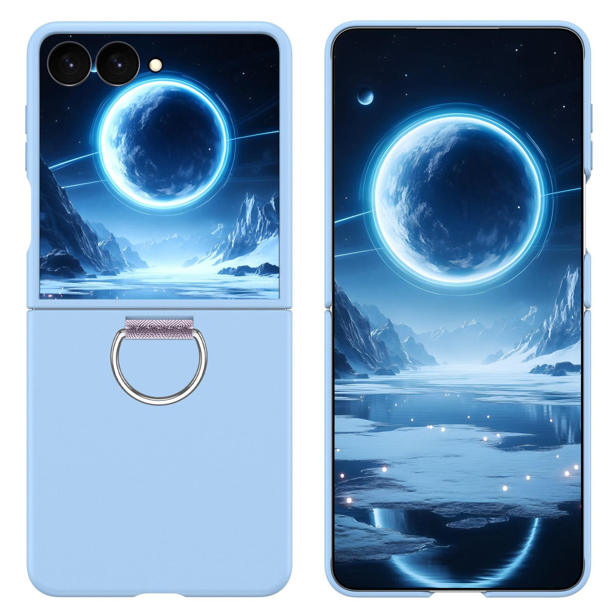 For Galaxy Z Flip8 5G D-Buckle Ring PC Phone Case - Sky Blue - EDA009691401D