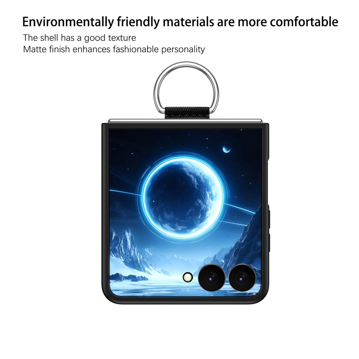 For Galaxy Z Flip8 5G D-Buckle Ring PC Phone Case - Black - EDA009691401E