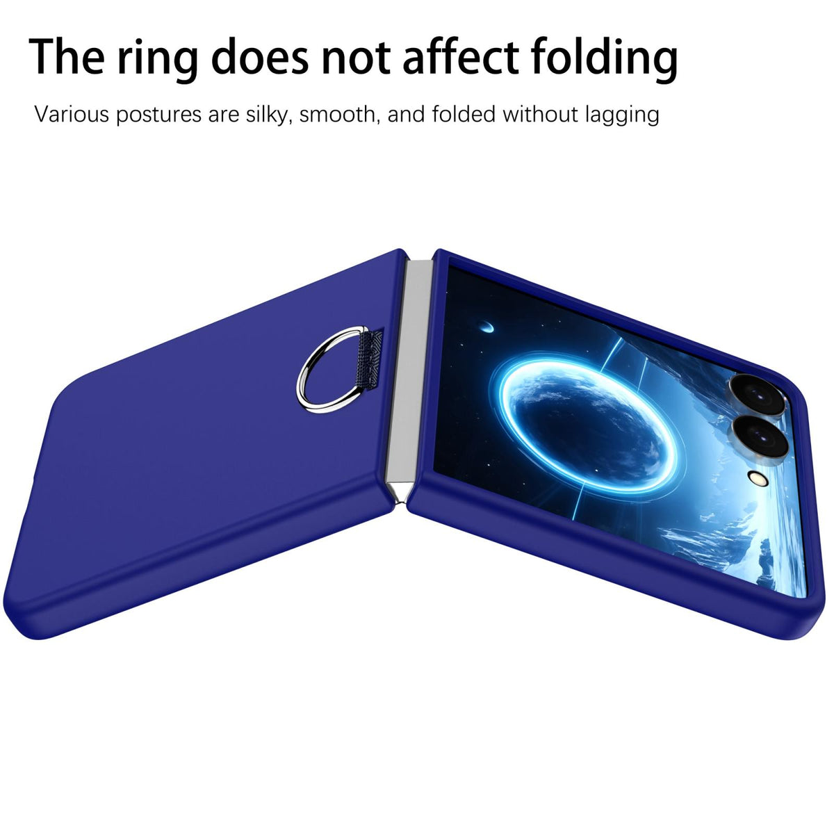 For Galaxy Z Flip8 5G D-Buckle Ring PC Phone Case - Blue - EDA009691401G