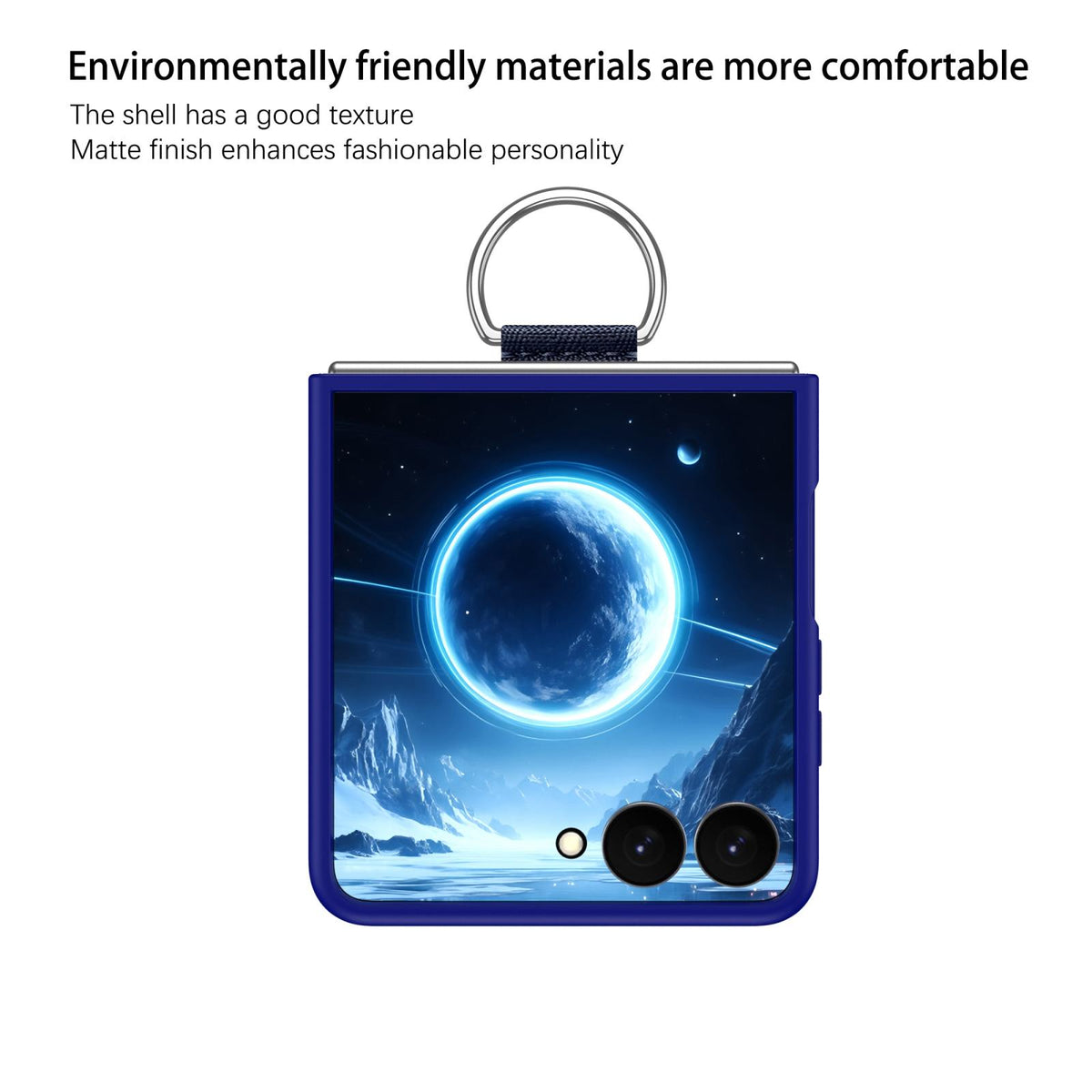 For Galaxy Z Flip8 5G D-Buckle Ring PC Phone Case - Blue - EDA009691401G