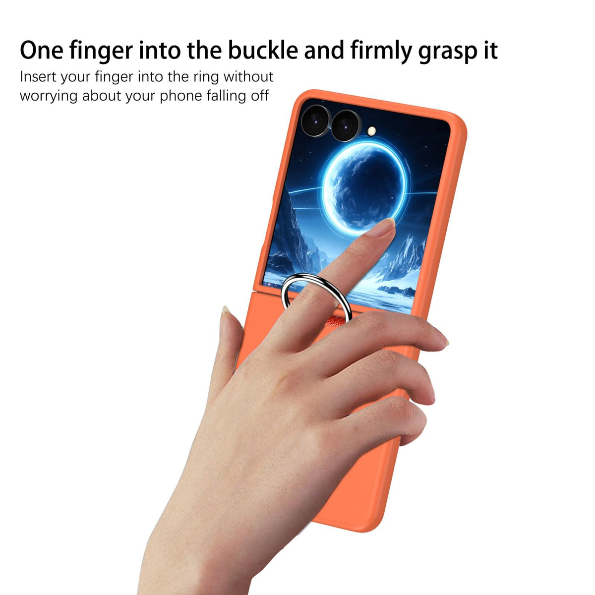 For Galaxy Z Flip8 5G D-Buckle Ring PC Phone Case - Orange - EDA009691401H