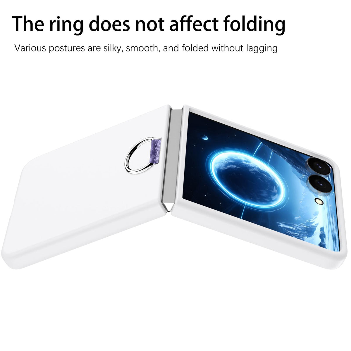 For Galaxy Z Flip7 5G D-Buckle Ring PC Phone Case - White - EDA009691402A