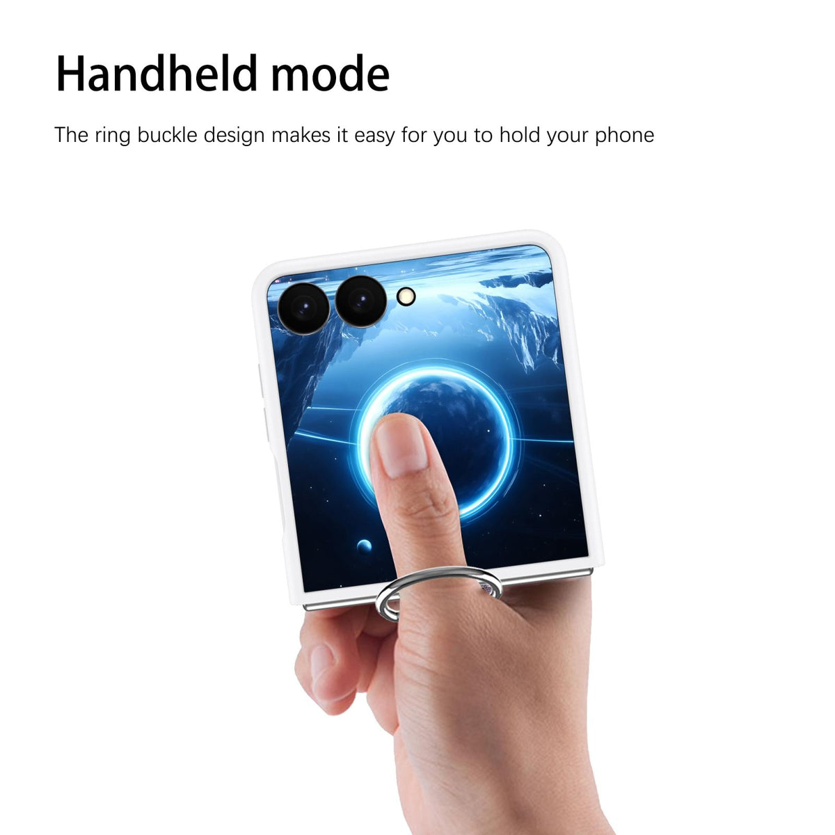 For Galaxy Z Flip7 5G D-Buckle Ring PC Phone Case - White - EDA009691402A