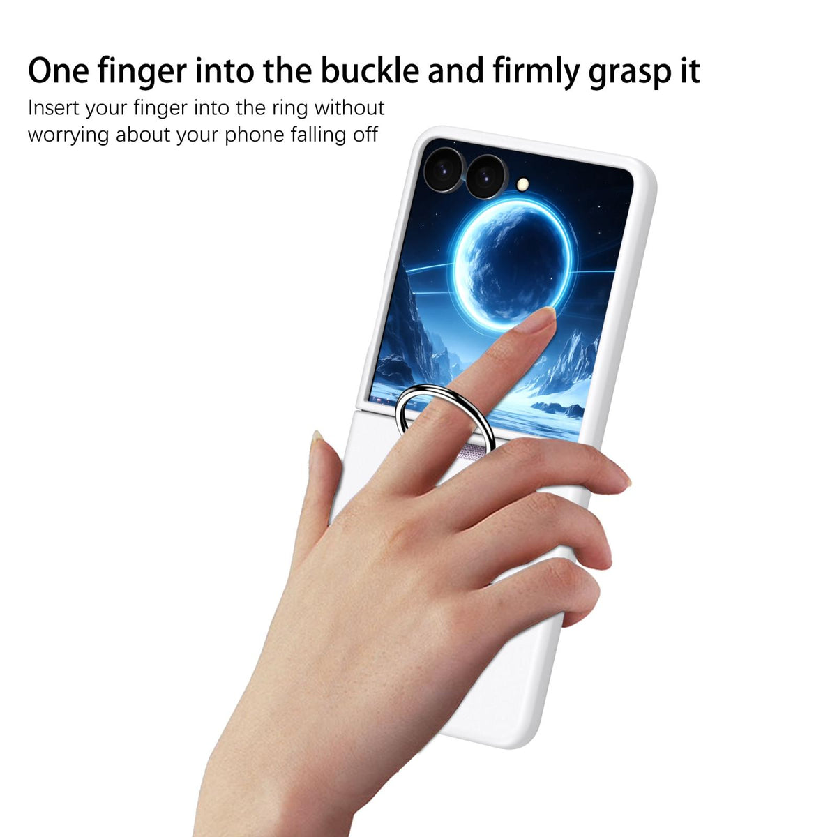For Galaxy Z Flip7 5G D-Buckle Ring PC Phone Case - White - EDA009691402A