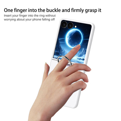 For Galaxy Z Flip7 5G D-Buckle Ring PC Phone Case - White - EDA009691402A