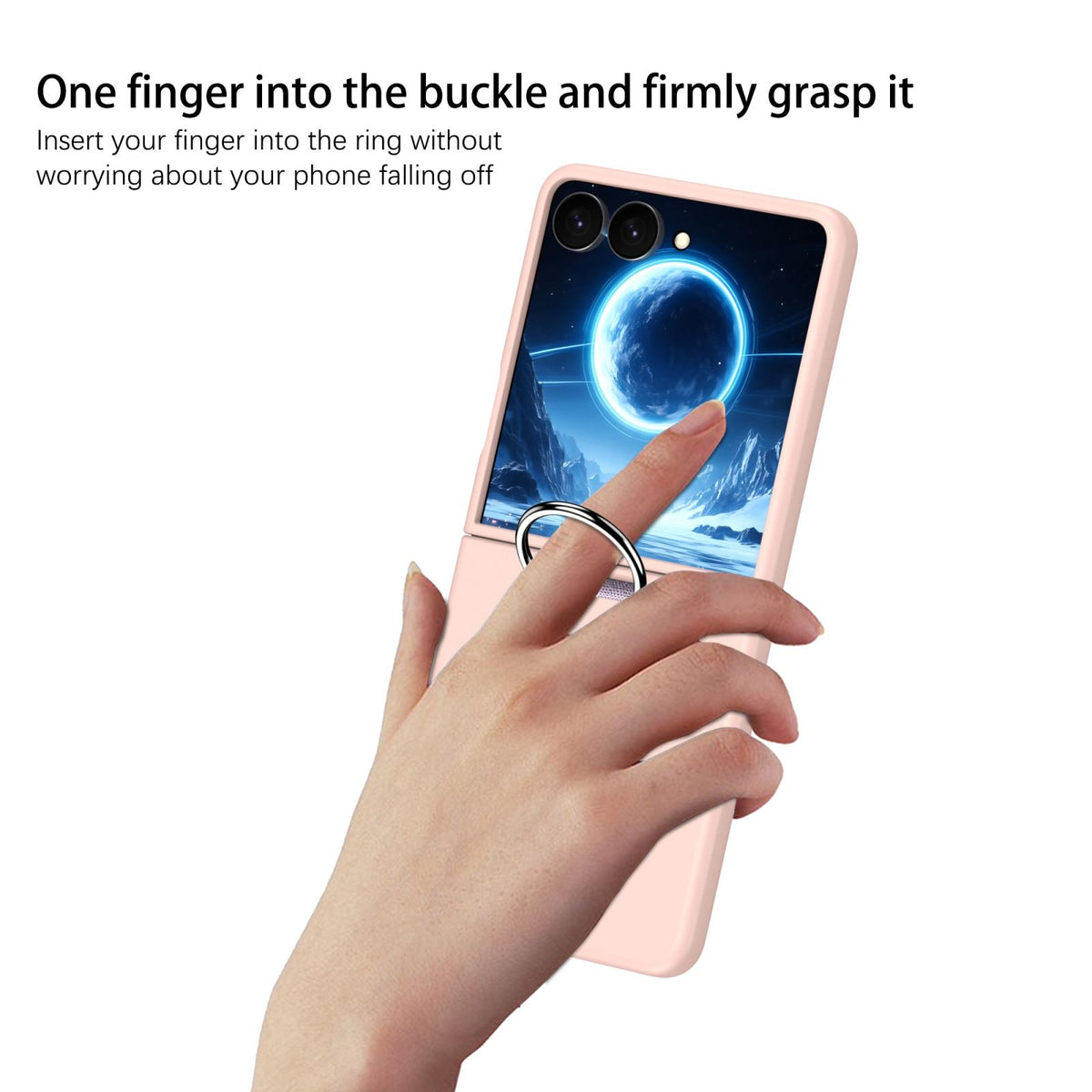 For Galaxy Z Flip7 5G D-Buckle Ring PC Phone Case - Pink - EDA009691402B