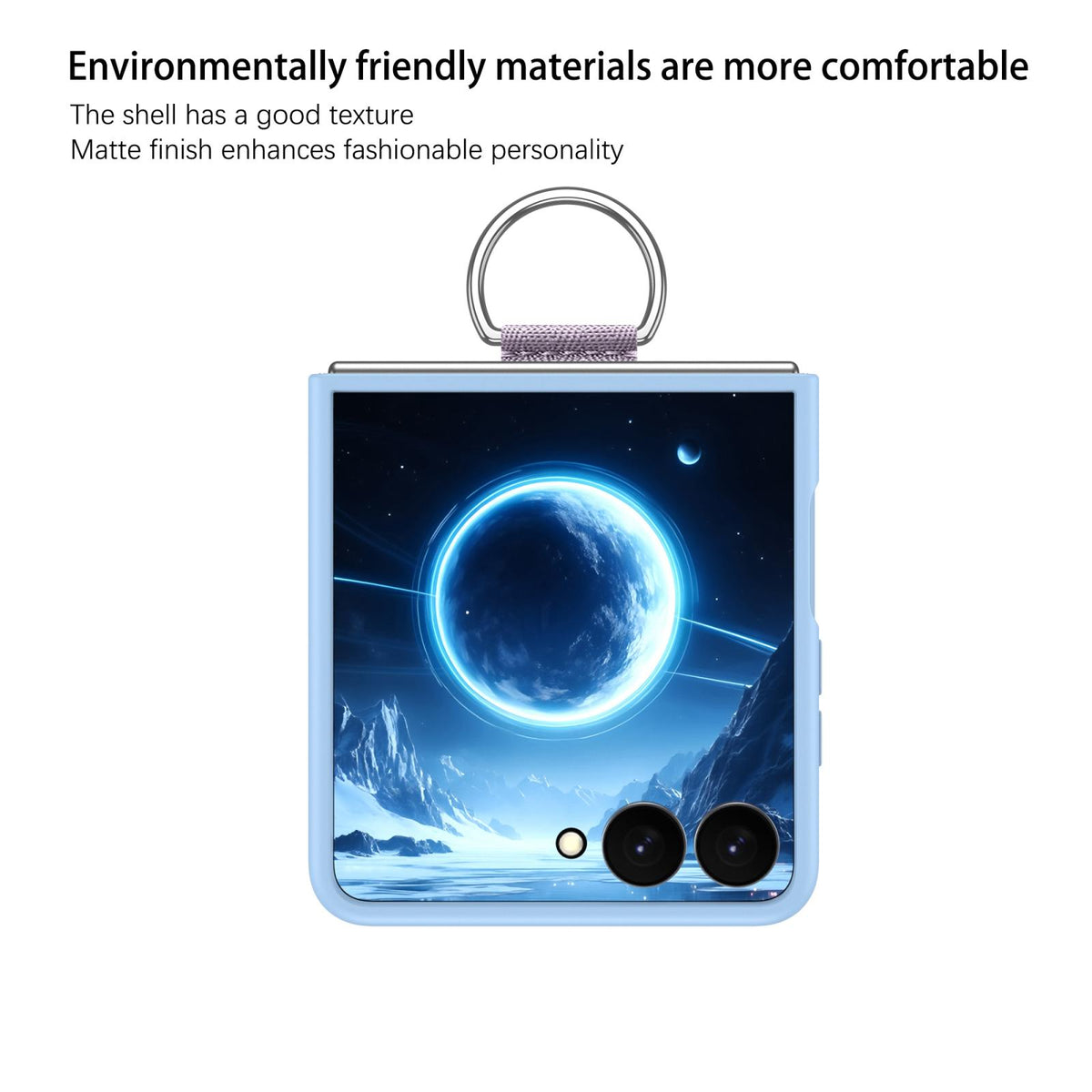 For Galaxy Z Flip7 5G D-Buckle Ring PC Phone Case - Sky Blue - EDA009691402D