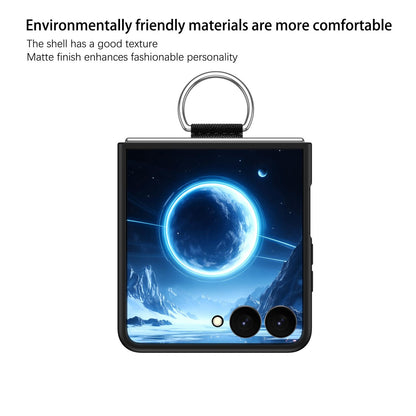 For Galaxy Z Flip7 5G D-Buckle Ring PC Phone Case - Black - EDA009691402E