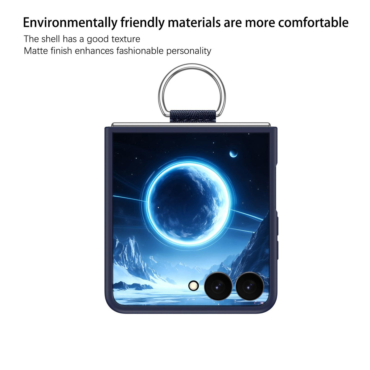 For Galaxy Z Flip7 5G D-Buckle Ring PC Phone Case - Dark Blue - EDA009691402F