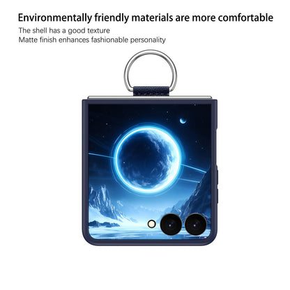 For Galaxy Z Flip7 5G D-Buckle Ring PC Phone Case - Dark Blue - EDA009691402F