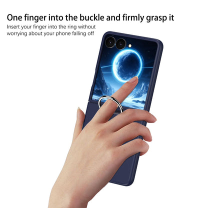 For Galaxy Z Flip7 5G D-Buckle Ring PC Phone Case - Dark Blue - EDA009691402F