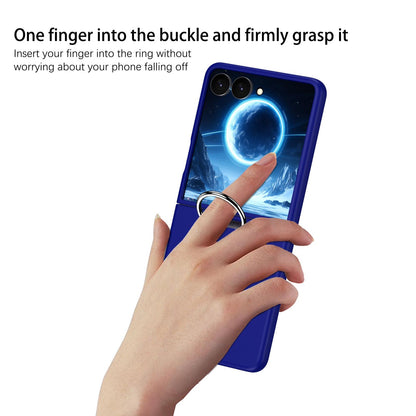 For Galaxy Z Flip7 5G D-Buckle Ring PC Phone Case - Blue - EDA009691402G