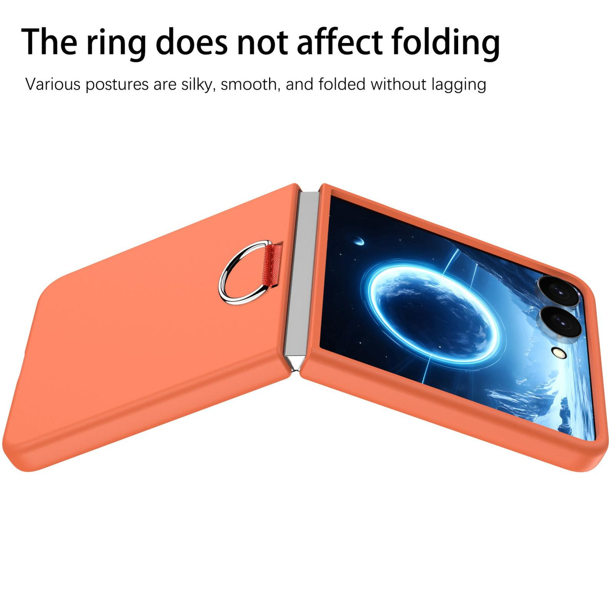 For Galaxy Z Flip7 5G D-Buckle Ring PC Phone Case - Orange - EDA009691402H