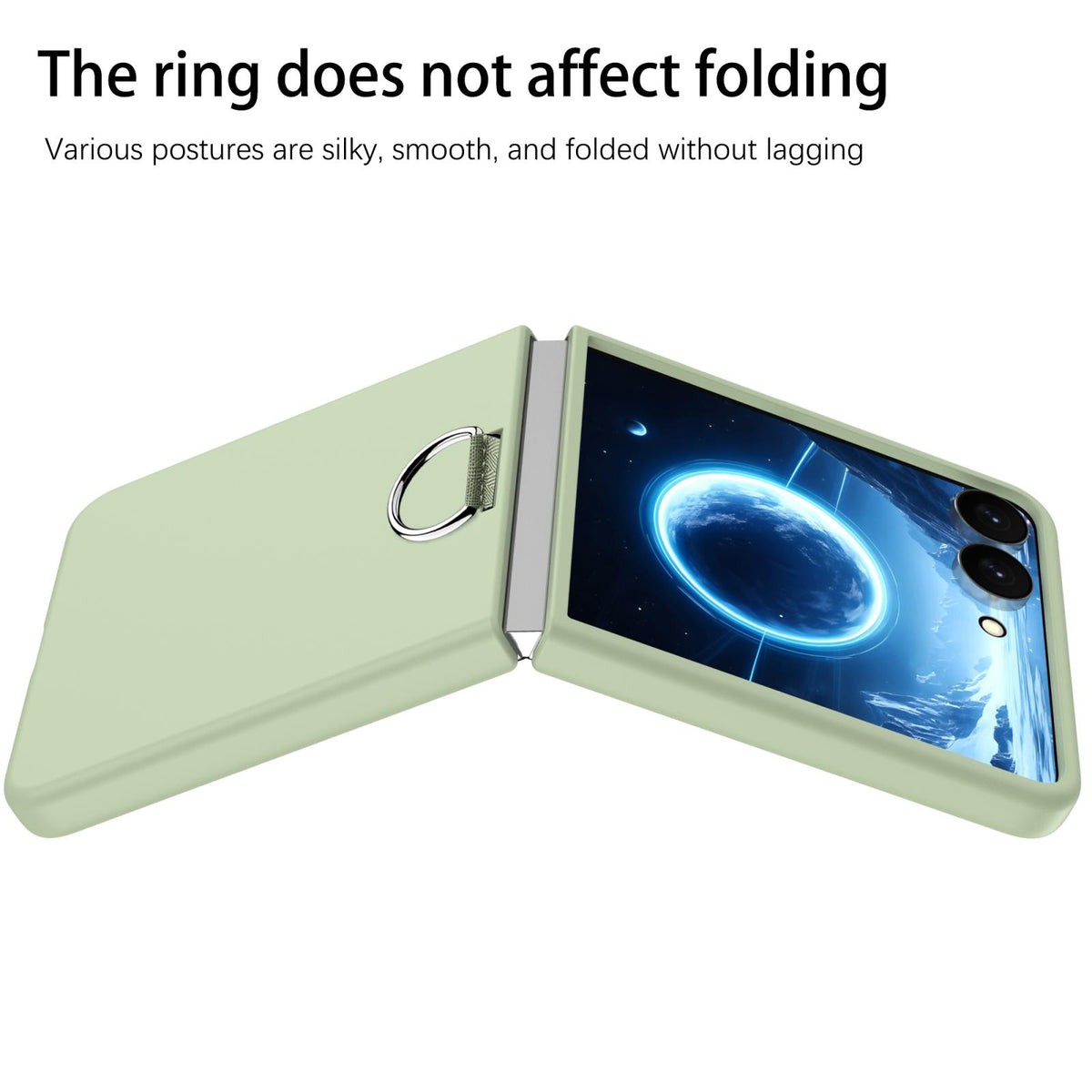 For Galaxy Z Flip7 5G D-Buckle Ring PC Phone Case - Light Green - EDA009691402I