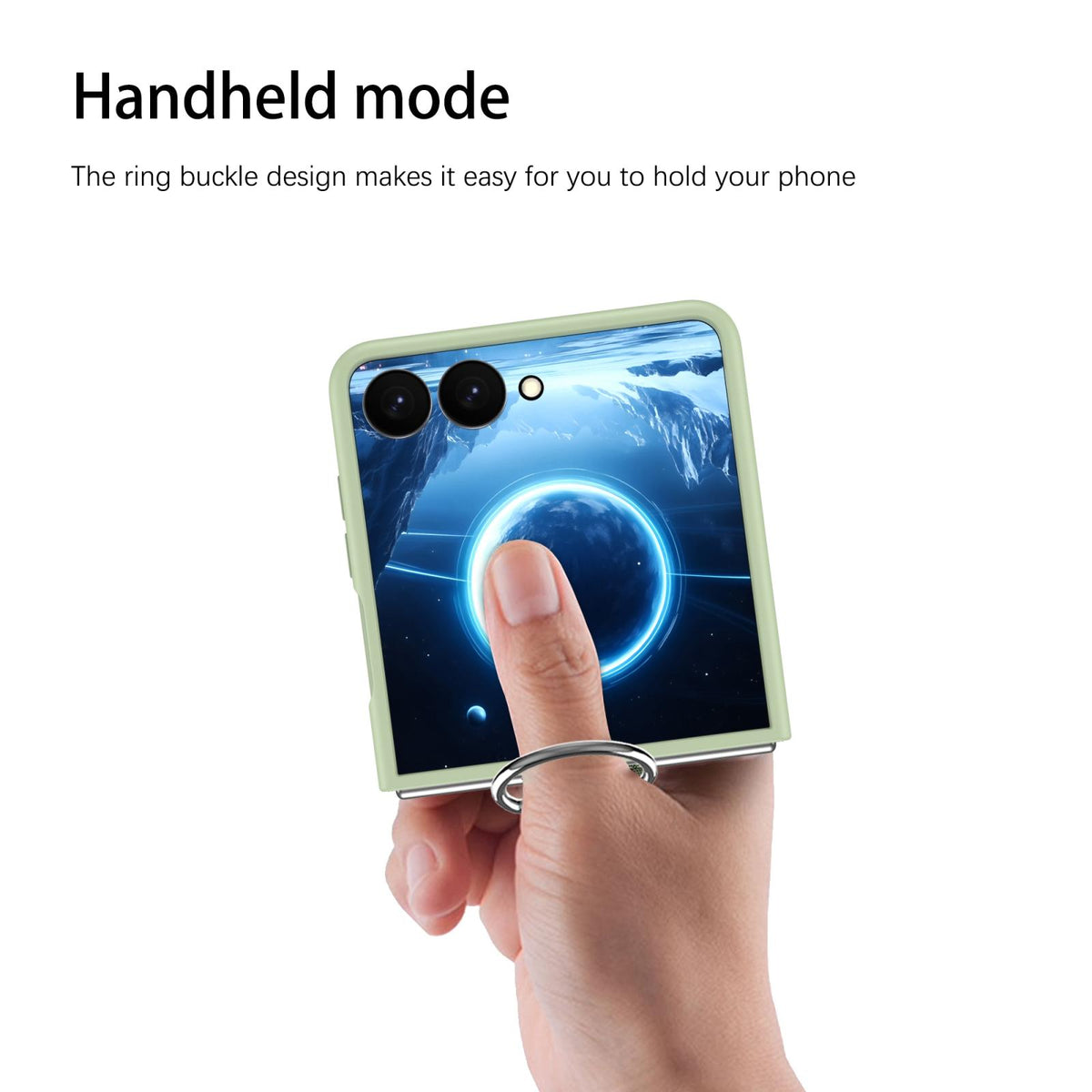 For Galaxy Z Flip7 5G D-Buckle Ring PC Phone Case - Light Green - EDA009691402I