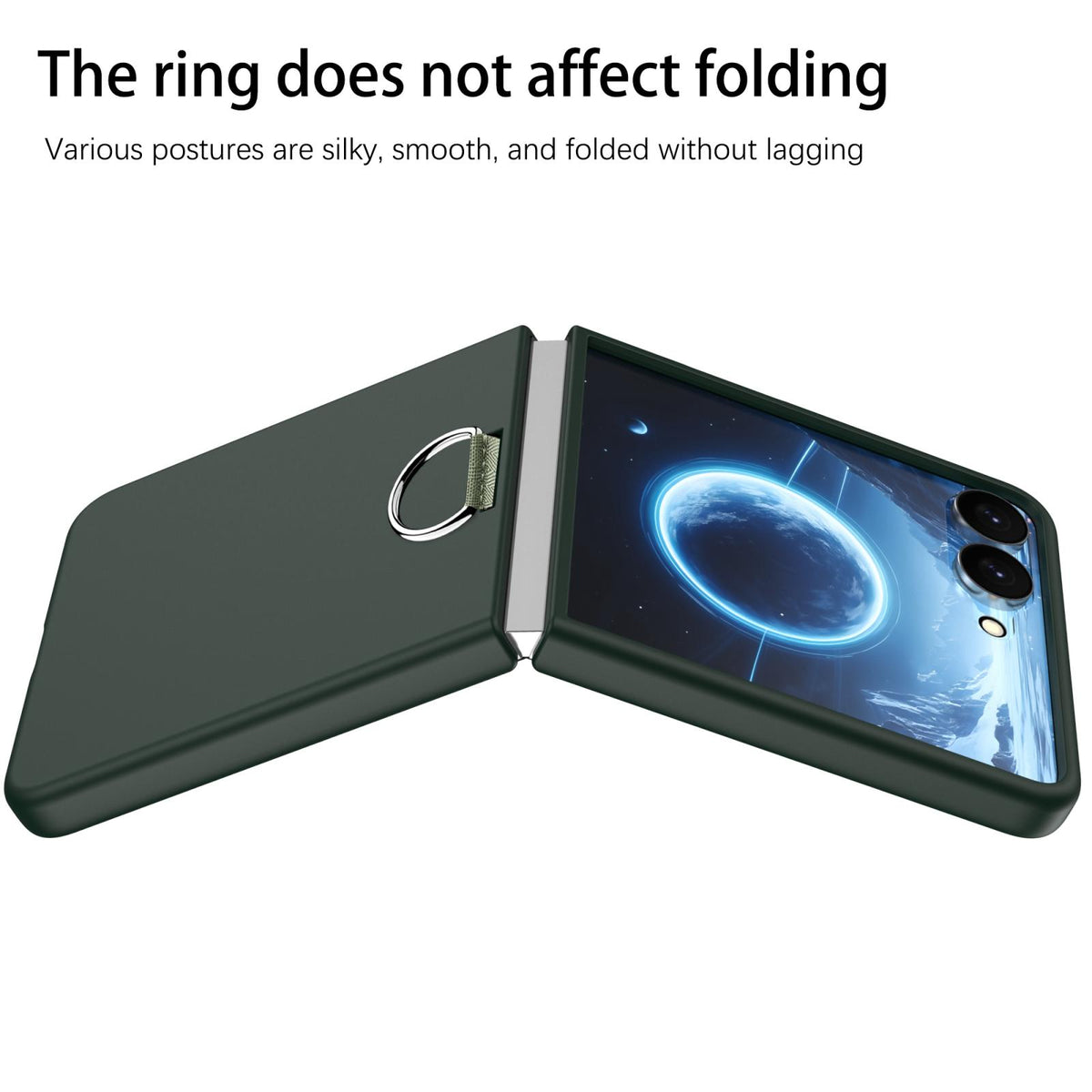 For Galaxy Z Flip7 5G D-Buckle Ring PC Phone Case - Dark Green - EDA009691402J