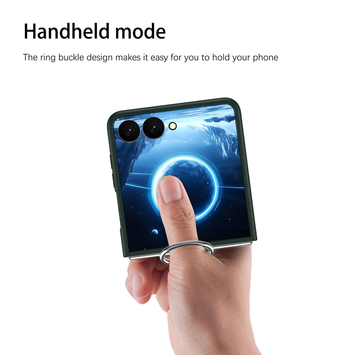 For Galaxy Z Flip7 5G D-Buckle Ring PC Phone Case - Dark Green - EDA009691402J