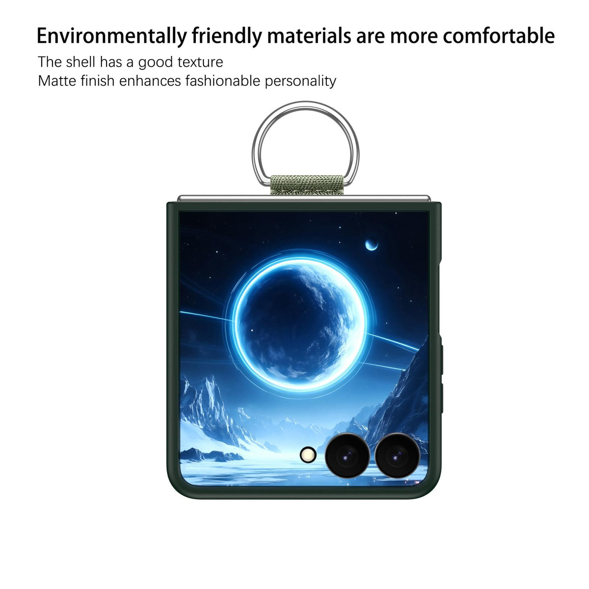 For Galaxy Z Flip7 5G D-Buckle Ring PC Phone Case - Dark Green - EDA009691402J