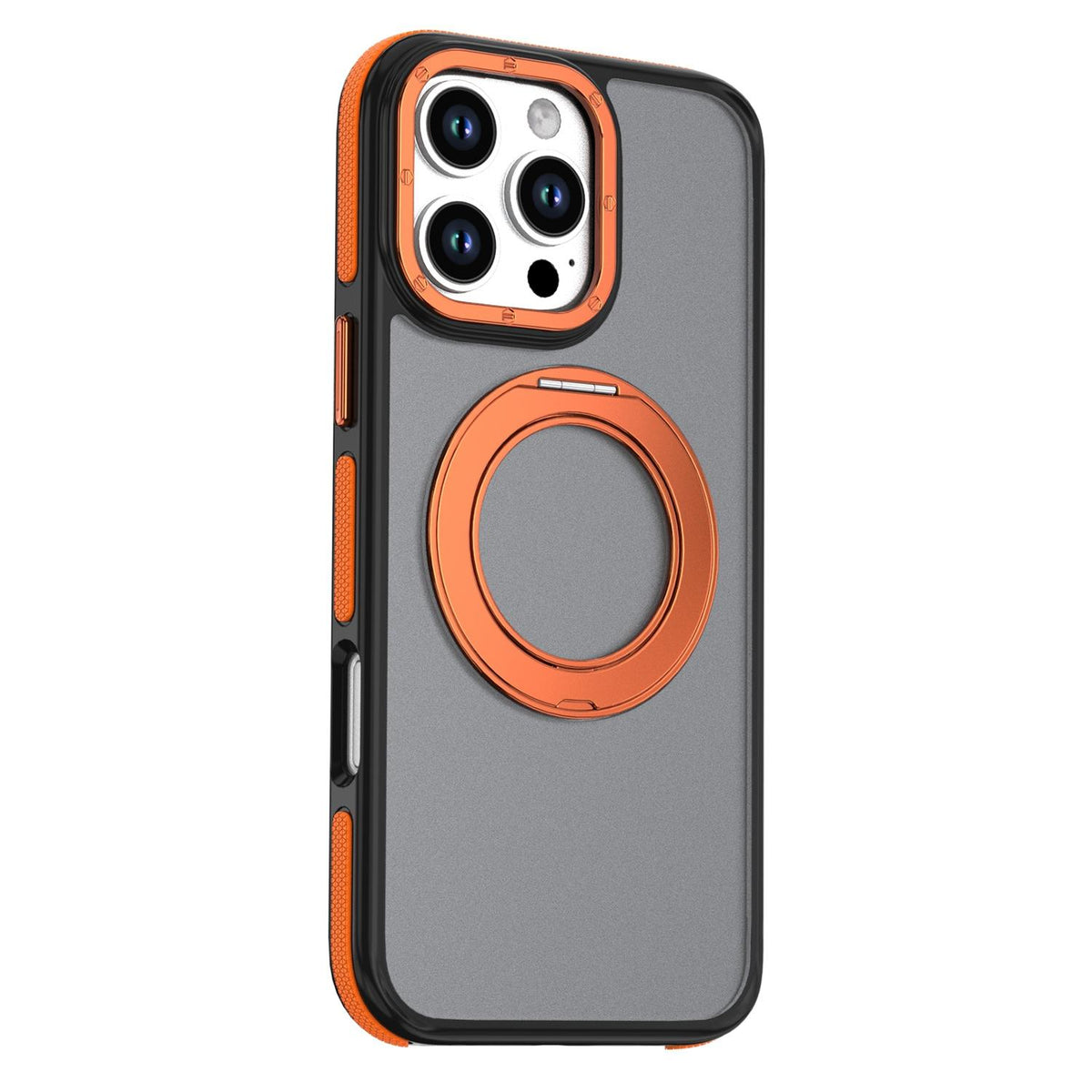 For iPhone 16 Pro Max Dual Color Skin Feel 360 Degree Rotation Holder Magnetic Phone Case - Orange - EDA009691505A