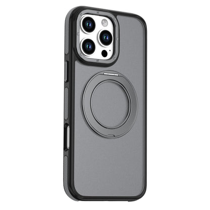 For iPhone 16 Pro Max Dual Color Skin Feel 360 Degree Rotation Holder Magnetic Phone Case - Grey - EDA009691505C
