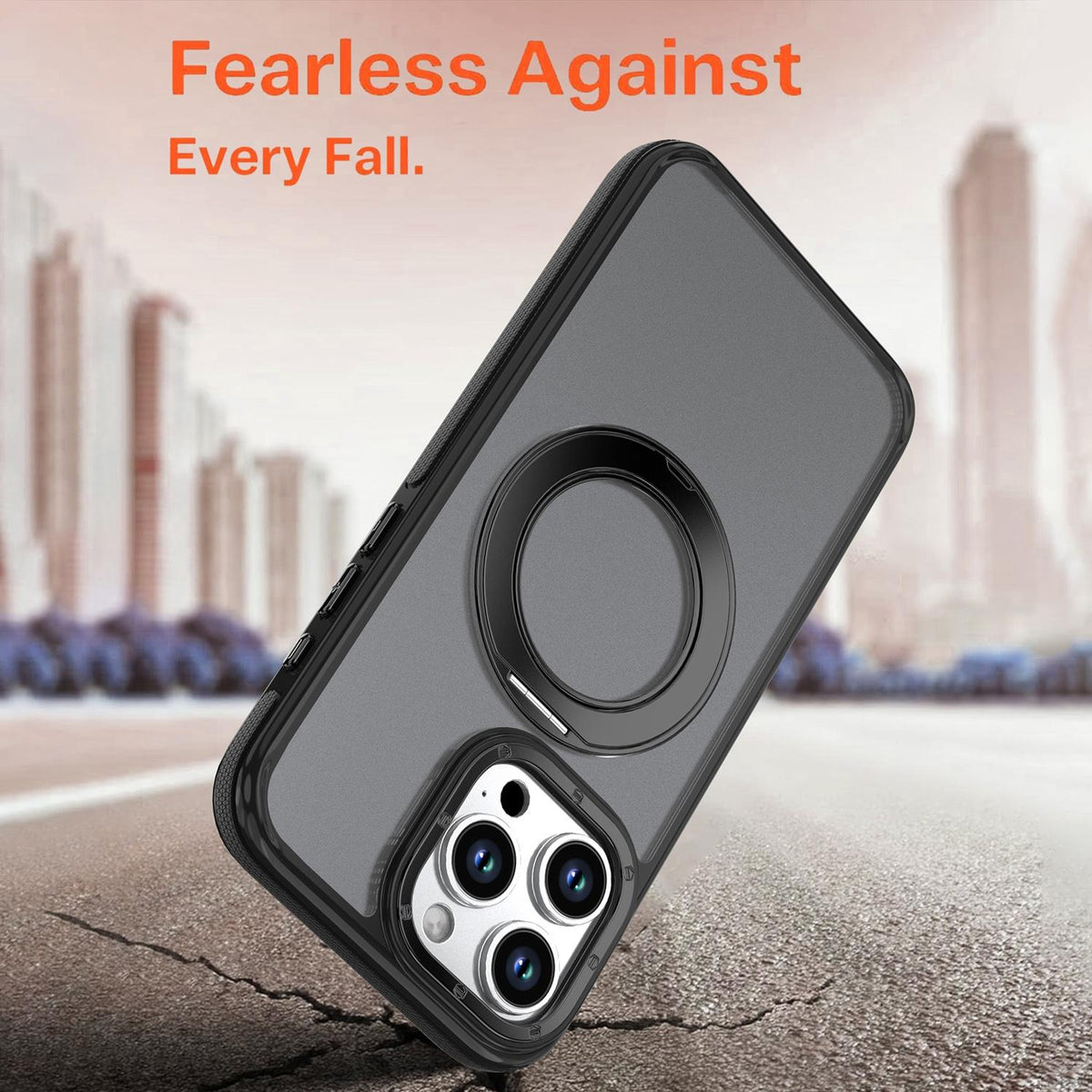 For iPhone 14 Pro Max Dual Color Skin Feel 360 Degree Rotation Holder Magnetic Phone Case - Black - EDA009691515B