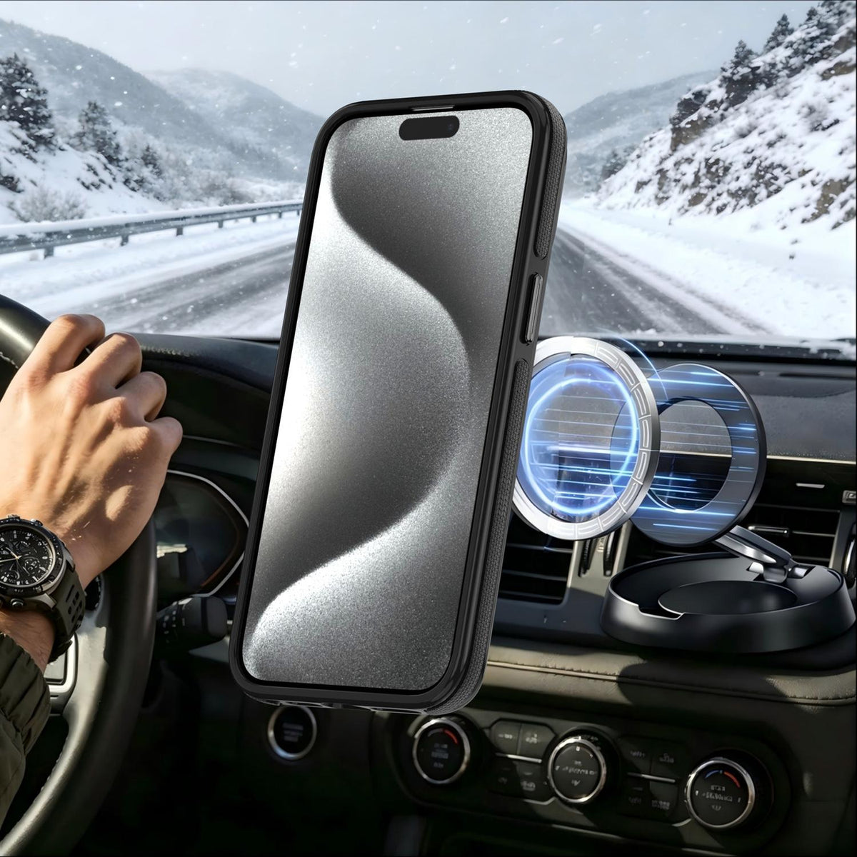 For iPhone 14 Pro Max Dual Color Skin Feel 360 Degree Rotation Holder Magnetic Phone Case - Black - EDA009691515B