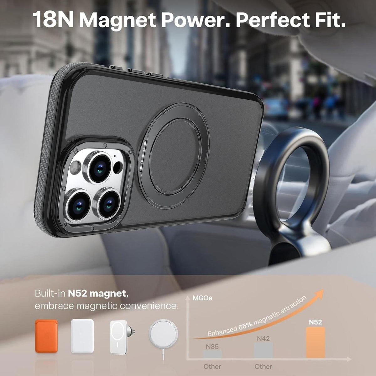 For iPhone 14 Pro Max Dual Color Skin Feel 360 Degree Rotation Holder Magnetic Phone Case - Grey - EDA009691515C