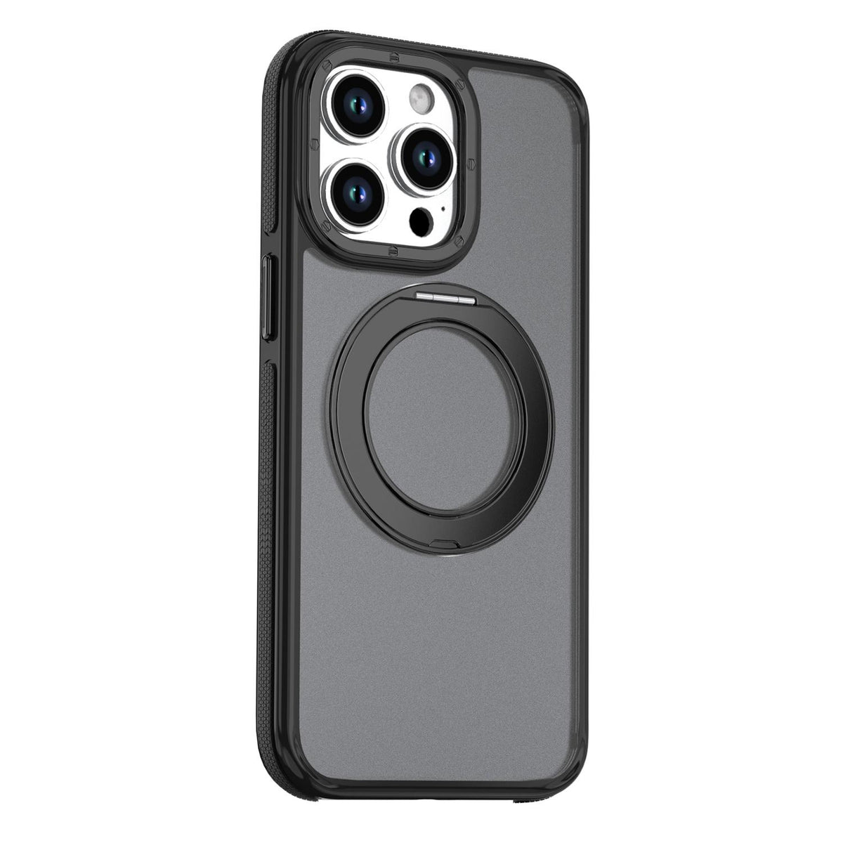 For iPhone 13 Pro Max Dual Color Skin Feel 360 Degree Rotation Holder Magnetic Phone Case - Black - EDA009691516B