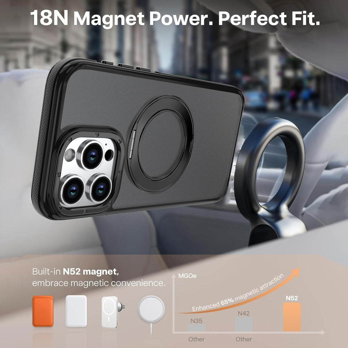 For iPhone 13 Pro Max Dual Color Skin Feel 360 Degree Rotation Holder Magnetic Phone Case - Black - EDA009691516B