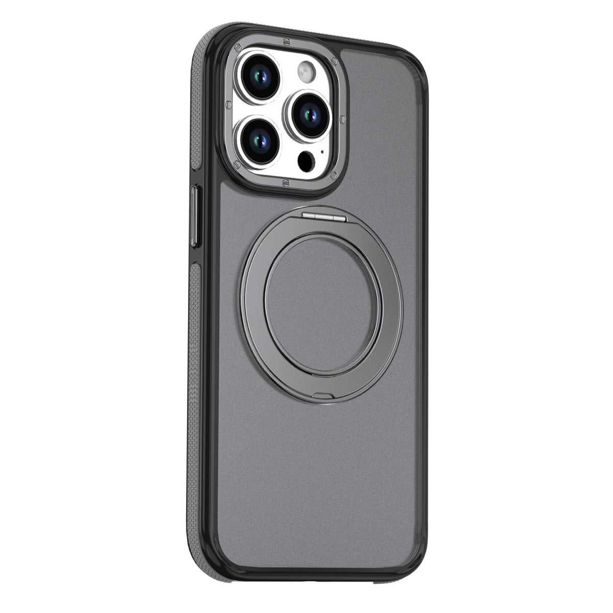 For iPhone 13 Pro Max Dual Color Skin Feel 360 Degree Rotation Holder Magnetic Phone Case - Grey - EDA009691516C