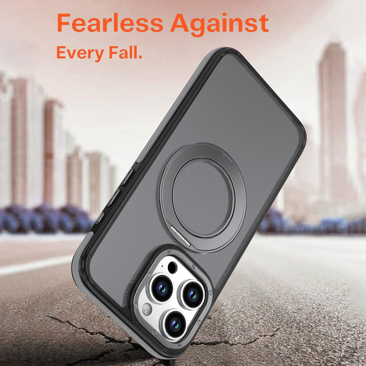 For iPhone 13 Pro Max Dual Color Skin Feel 360 Degree Rotation Holder Magnetic Phone Case - Grey - EDA009691516C