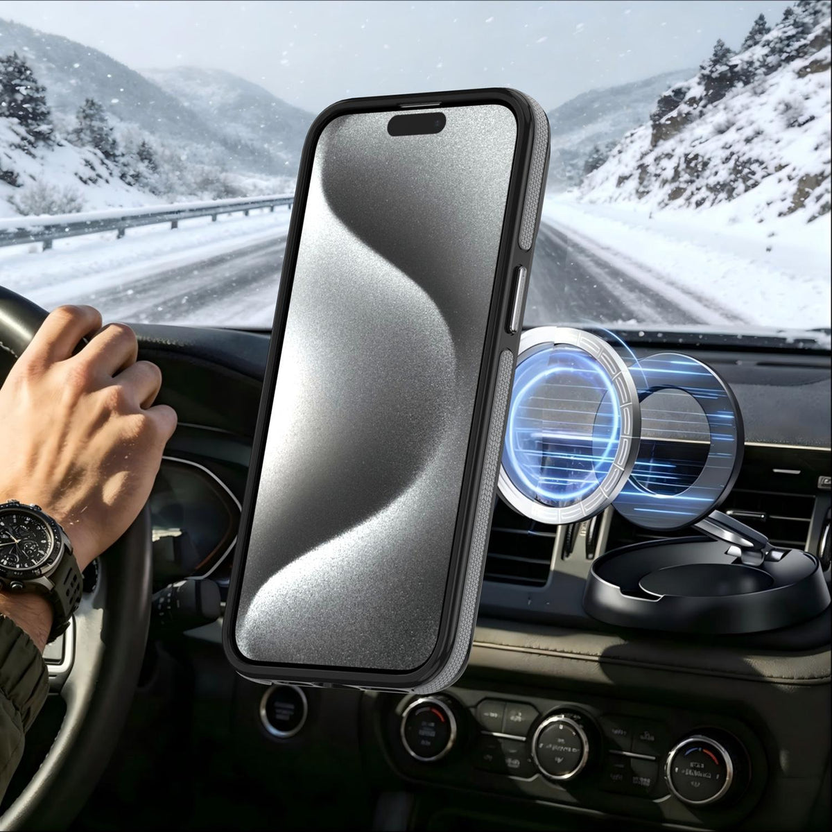 For iPhone 13 Pro Max Dual Color Skin Feel 360 Degree Rotation Holder Magnetic Phone Case - Grey - EDA009691516C