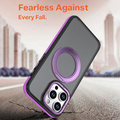 For iPhone 13 Pro Dual Color Skin Feel 360 Degree Rotation Holder Magnetic Phone Case - Purple - EDA009691517D