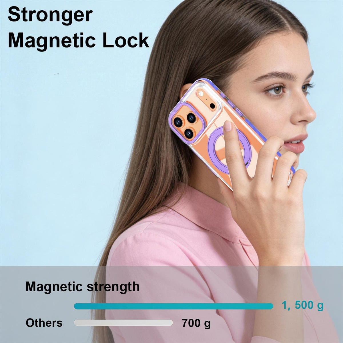 For iPhone 17 Pro Max Dual Color Clear 360 Degree Rotation Holder Magnetic Phone Case - Purple - EDA009691602E