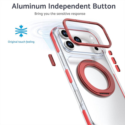 For iPhone 17 Pro Max Dual Color Clear 360 Degree Rotation Holder Magnetic Phone Case - Red - EDA009691602F
