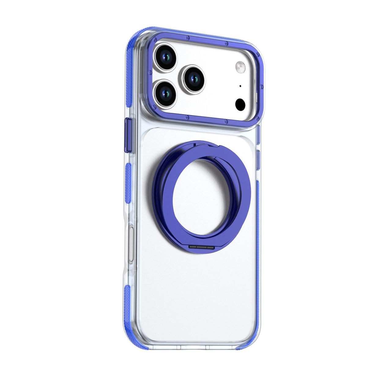 For iPhone 17 Pro Max Dual Color Clear 360 Degree Rotation Holder Magnetic Phone Case - Dark Blue - EDA009691602G