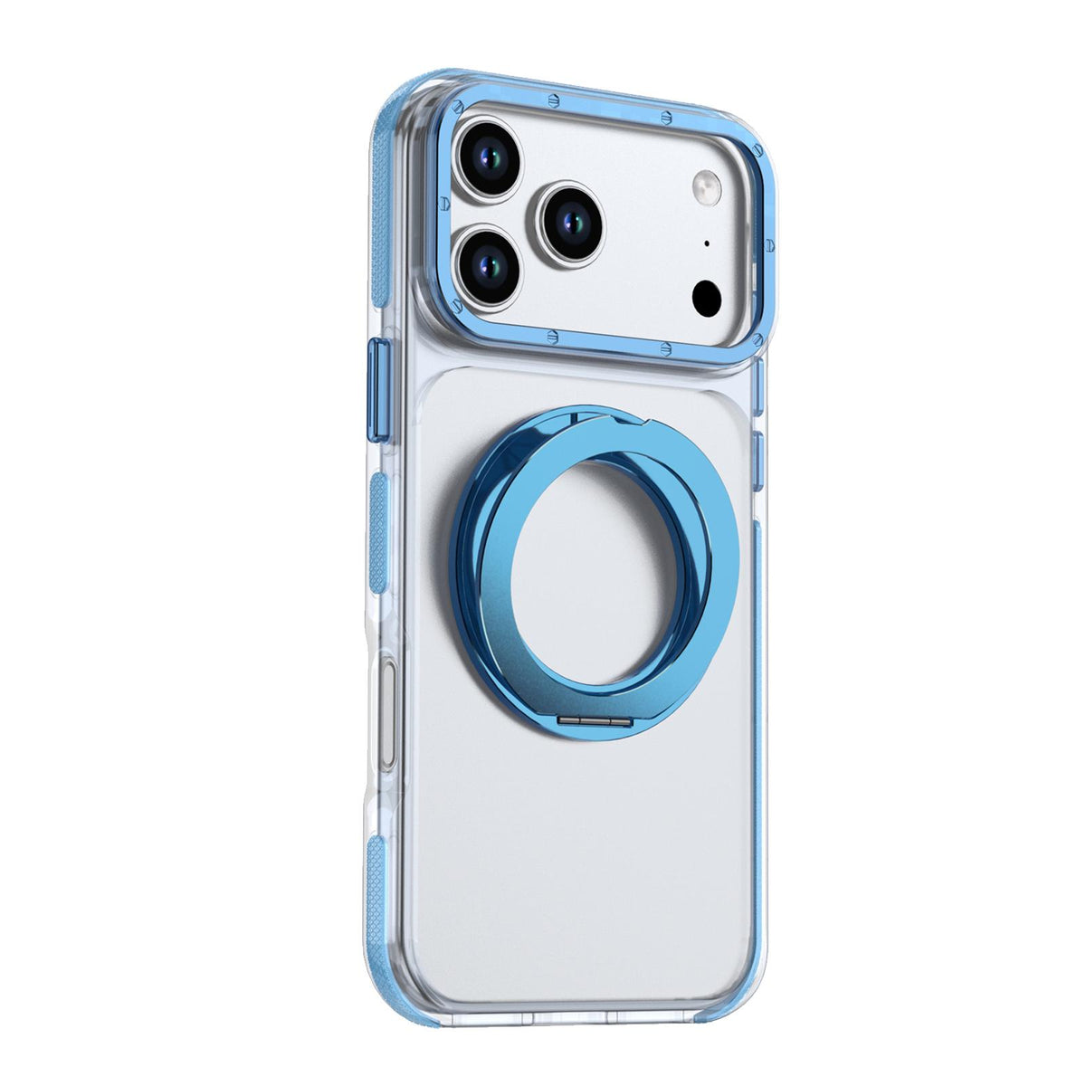 For iPhone 17 Pro Max Dual Color Clear 360 Degree Rotation Holder Magnetic Phone Case - Sky Blue - EDA009691602H