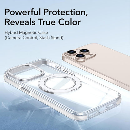For iPhone 15 Pro Max Dual Color Clear 360 Degree Rotation Holder Magnetic Phone Case - White - EDA009691609A