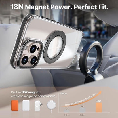 For iPhone 15 Pro Max Dual Color Clear 360 Degree Rotation Holder Magnetic Phone Case - Black - EDA009691609C