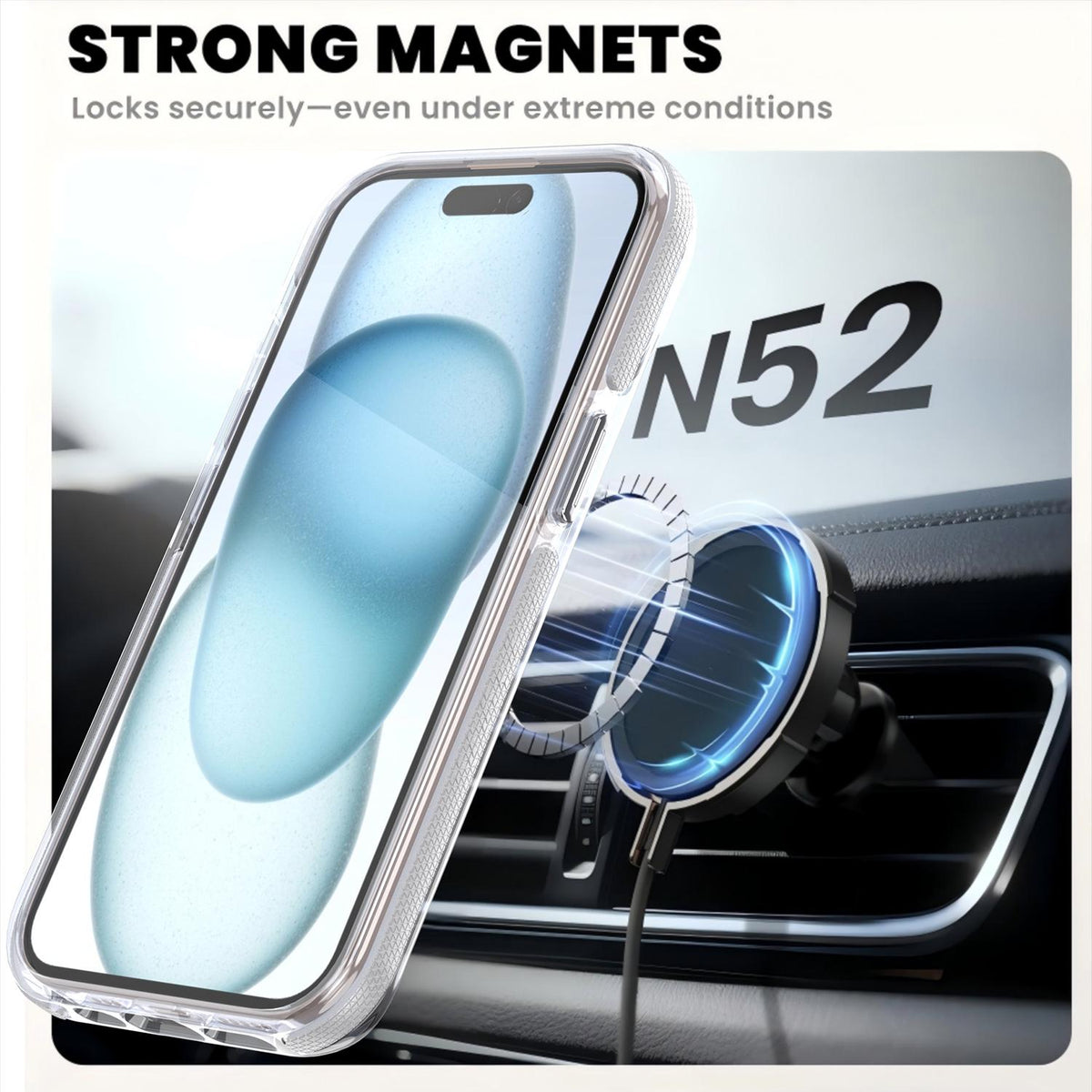 For iPhone 15 Dual Color Clear 360 Degree Rotation Holder Magnetic Phone Case - White - EDA009691612A