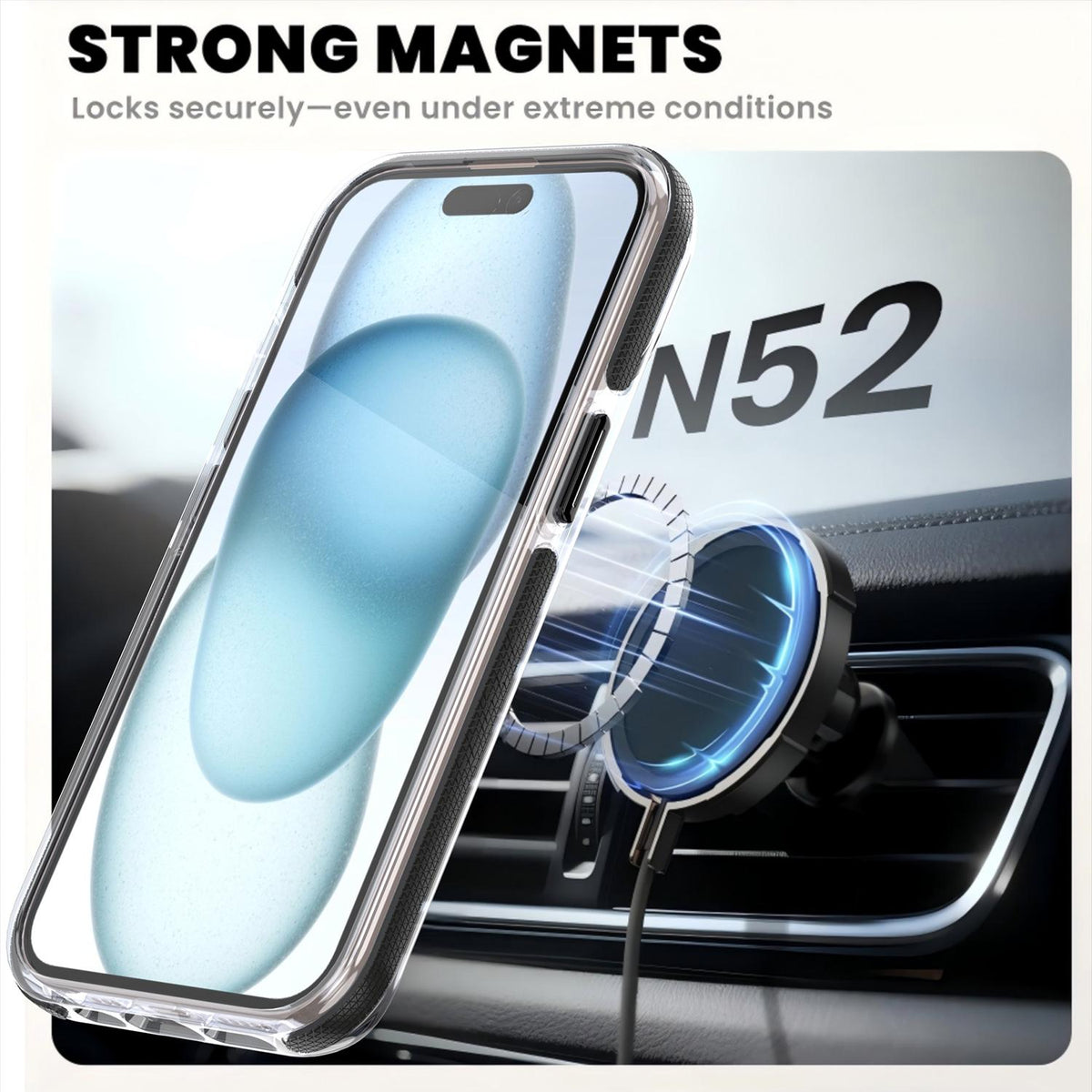 For iPhone 15 Dual Color Clear 360 Degree Rotation Holder Magnetic Phone Case - Black - EDA009691612C