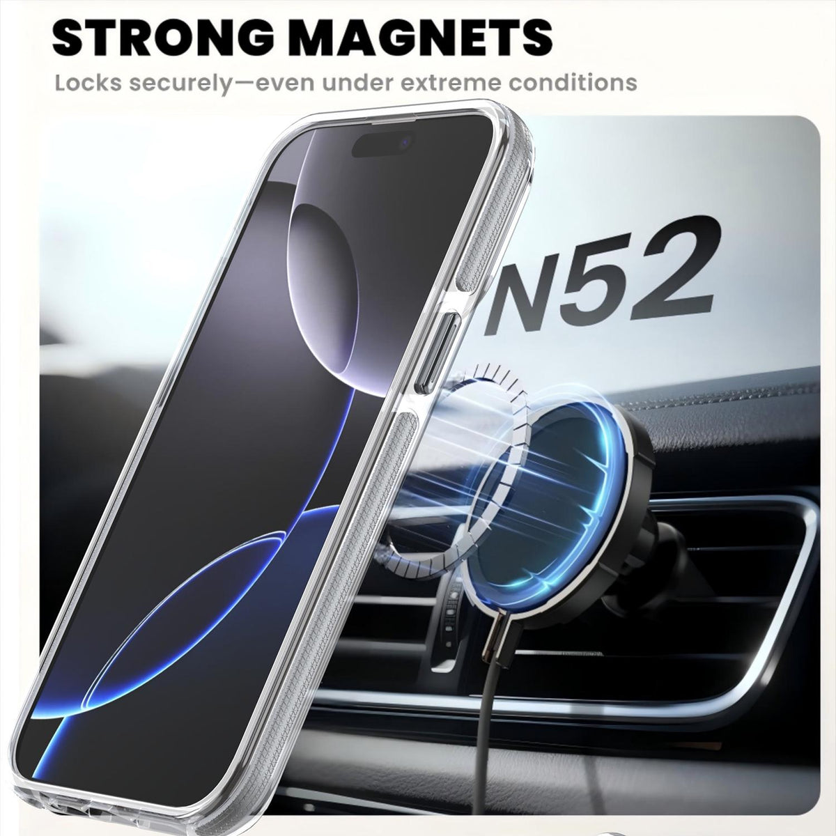For iPhone 14 Pro Dual Color Clear 360 Degree Rotation Holder Magnetic Phone Case - Grey - EDA009691614D